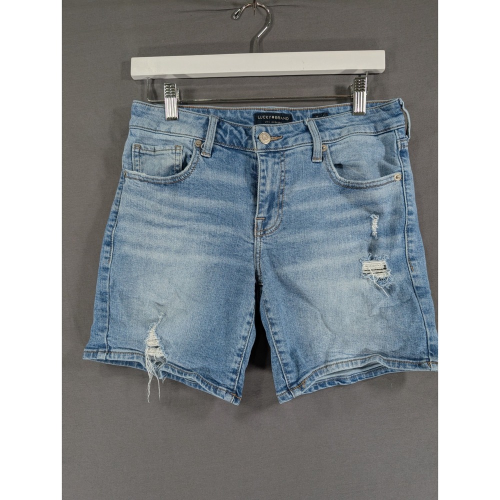 Lucky Brand Womens Blue Distressed Denim Jean Shorts Size 2/26